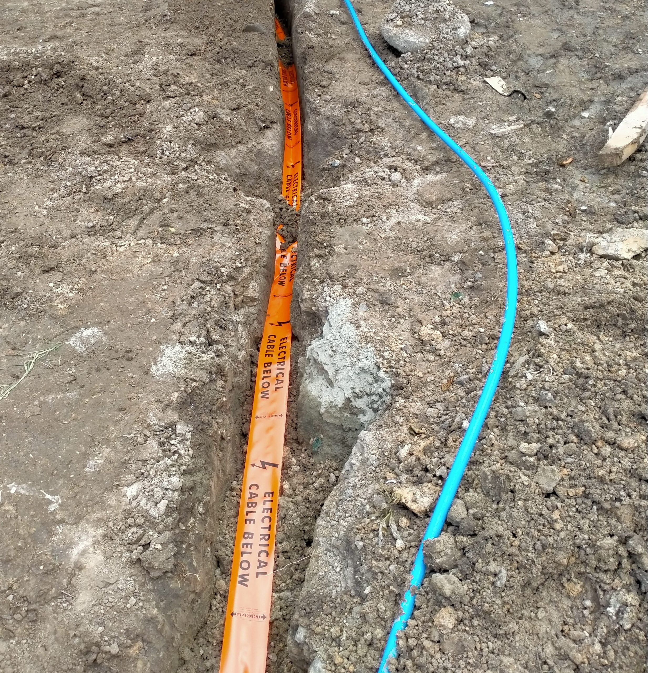 Electrical hazard area cordoned off with tape