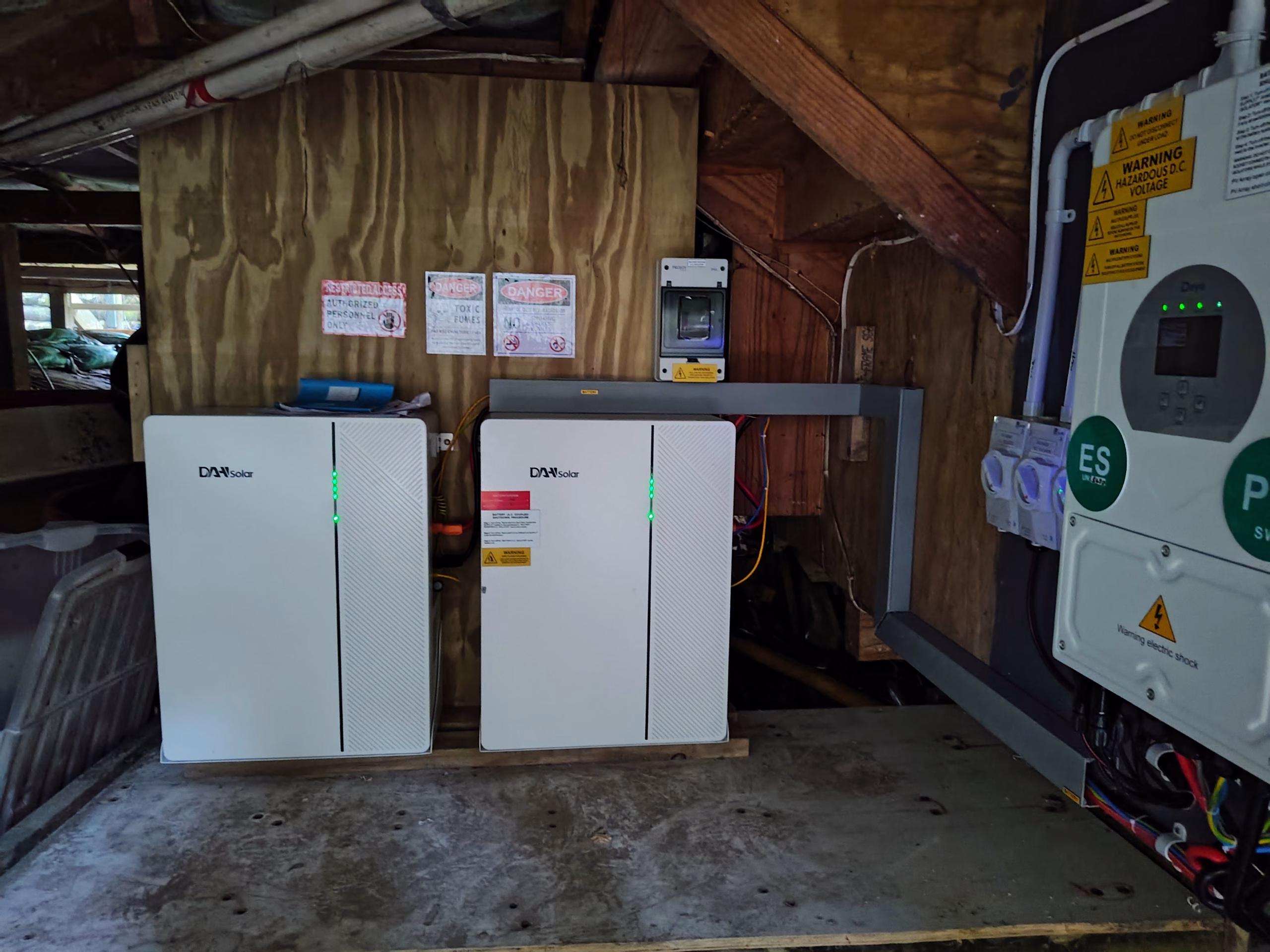 Battery storage equipment installed as part of a solar system.